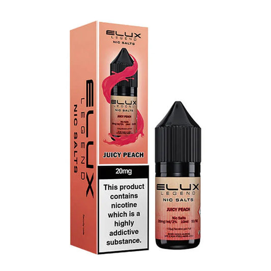 Juicy Peach Elux Legend 10ml Nic Salt Eliquid